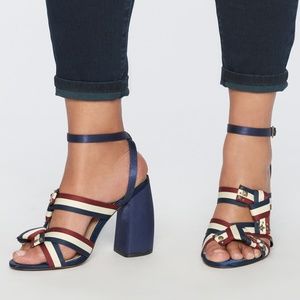 Eloquii Navy and Burgundy Strappy Heels